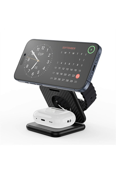 WIWU Wi-W035 Kevlar 3 in 1 Wireless Charger - Black