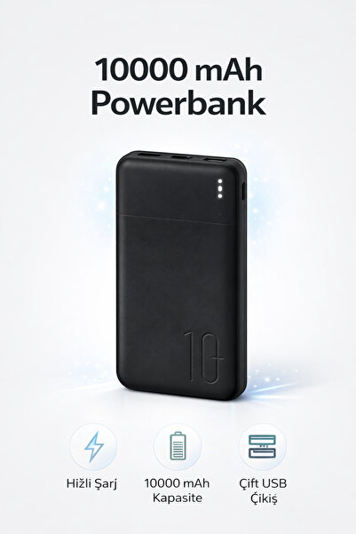 MO DOU 10000 mAh Powerbank Hızlı Şarj LED Göstergeli Çift USB Type-C Girişli ...