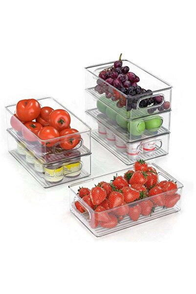 Arabest 6 Pack Refrigerator Organizer Bins,with Handles for Fridge Pantry Fre...