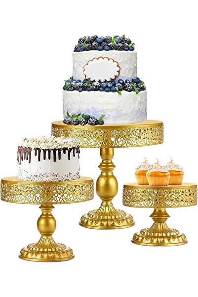 Arabest Cake Stand,3 Packs Round Gold Cake Stand,Dessert Table Display Set,Ca...
