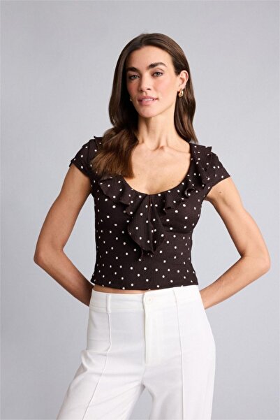 DeFacto Σετ Πουά μπλουζών Slim Fit με λαιμόκοψη V H1592AX26SM