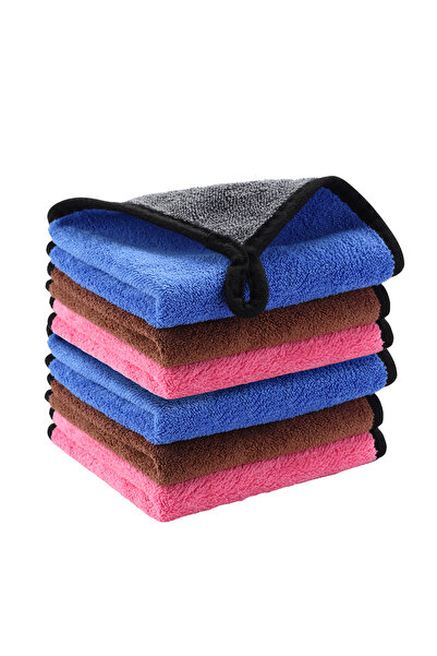 Lawazim 6-Piece Microfiber Car Cleaning Towels 30x30cm - Lint-Free Cloths for...