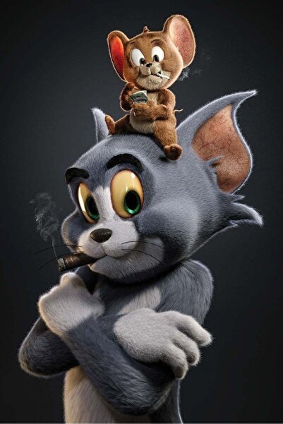 Oracal TOM VE JERRY Araç Kapı Direk Kaplama 50x25 CM 2 ADET / Dijital Baskı /...