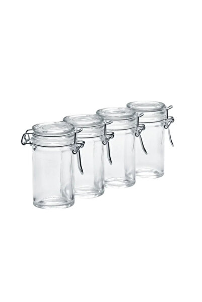 zeller Set of 4 spice storage containers, glass/metal, 4.5x8.4 cm, transparen...
