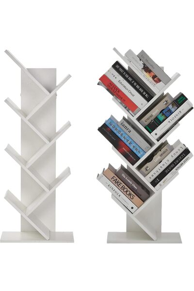 Garvee Slim Tree-Shaped Bookshelf for Office – 5 Tier Large Capacity Wooden B...