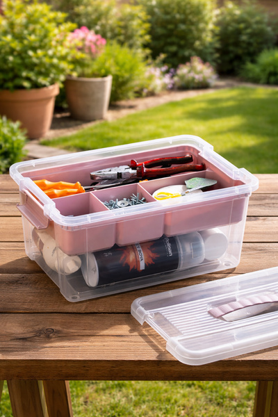 Porsima 1311-4 5-Compartment Multi-Purpose Organizer Storage Container with L...