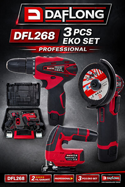 DAFLONG PRO BAKIR SARGILI MİNİ 3'LÜ HOBİ SETİ 76MM TAŞLAMA+Ş.DEKUPAJ+ARMUT BA...