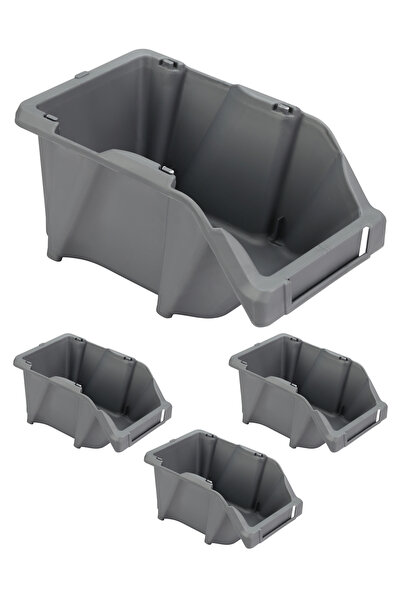 Lawazim Plastic Storage Bin 4pcs - 295x195x130mm - for Home Organizing and Sp...