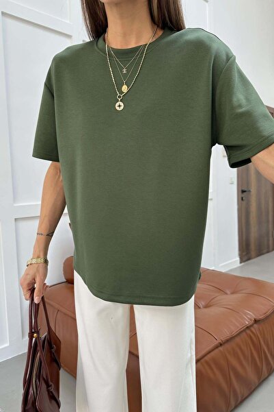 mylove Oversized Modal Khaki T-Shirt