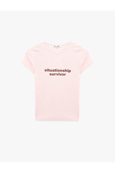 Koton Slim Fit Short Sleeve Crew Neck Printed T-Shirt