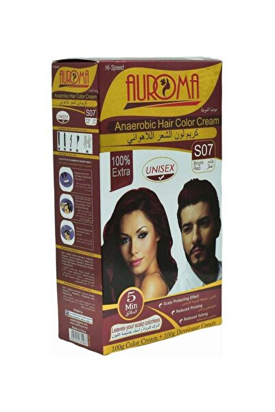 AUROMA كريم صبغة شعر لاهوائي مع فرشاة، أحمر فاقع، 200 مل