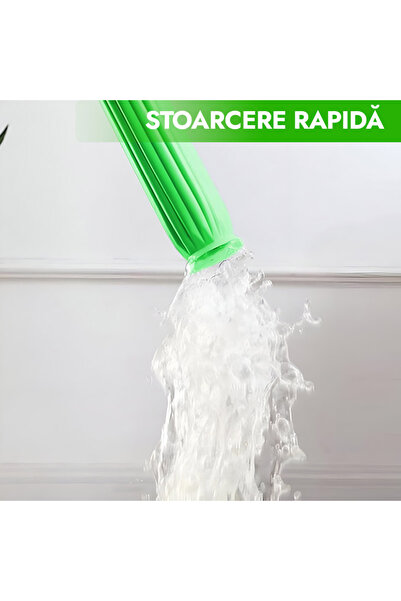 SHOPPINO Mop cu stoarcere automată, microfibră ultra-absorbantă, mâner telescopic, curățare eficientă