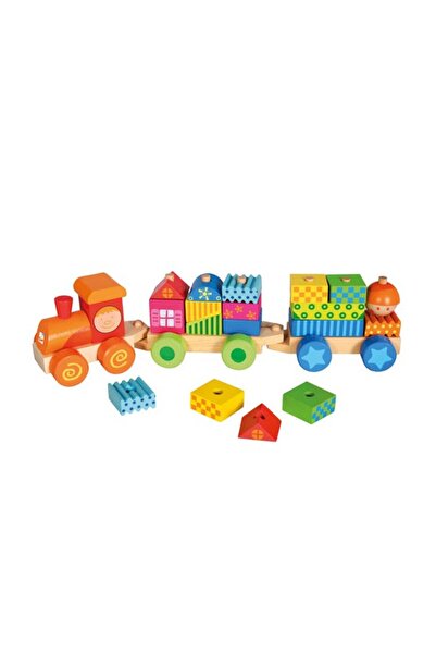 Bino Wooden train with carriages, Houses, 21 pieces