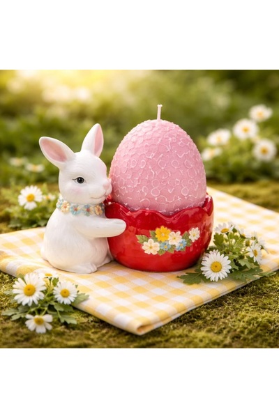 victiny Πασχαλινό διακοσμητικό λαγουδάκι με κερί αυγό 20 x 19 x 14 εκ.