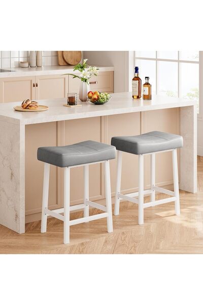 Garvee Modern Saddle Bar Stools Set of 4 – 24 Inch Counter Height – Backless,...