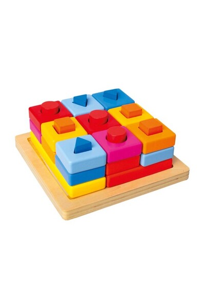 Bino Set sortator forme geometrice, din lemn, 9 coloane, 3 randur...