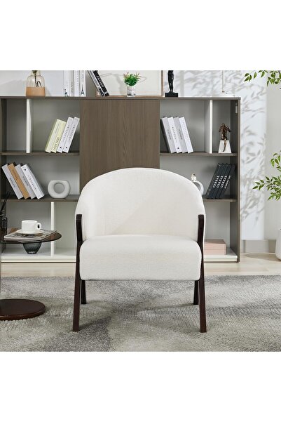 Garvee كرسي جانبي عصري من منتصف القرن - كرسي بذراعين منجد بفرو ناعم ومريح مع ...