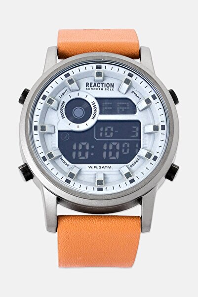 Kenneth Cole Reaction Men KRWGD7007704 Leather Digital Watch 50 mm, Tan