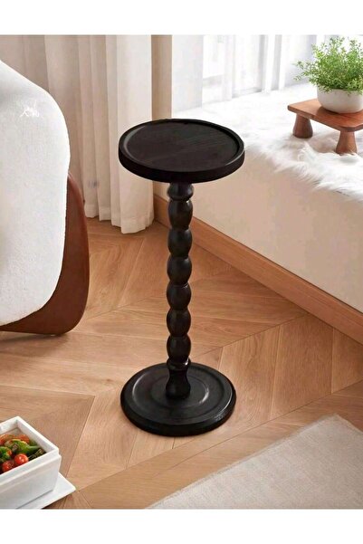 Mtanvxay Vintage Round Side Table, Sturdy Wooden Base, Wood Finish, Perfect f...