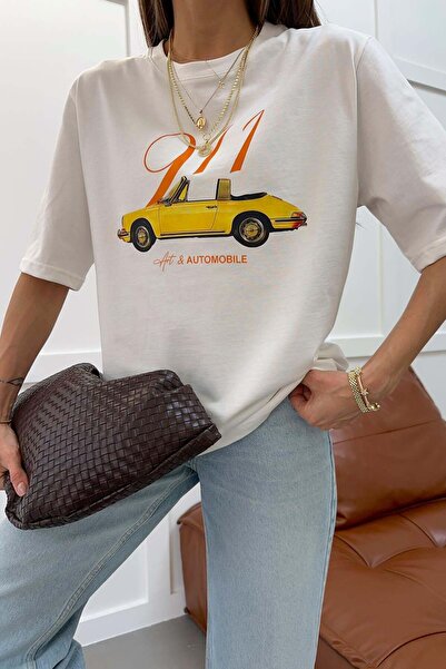 mylove تيشيرت فينتاج مطبوع إكرو