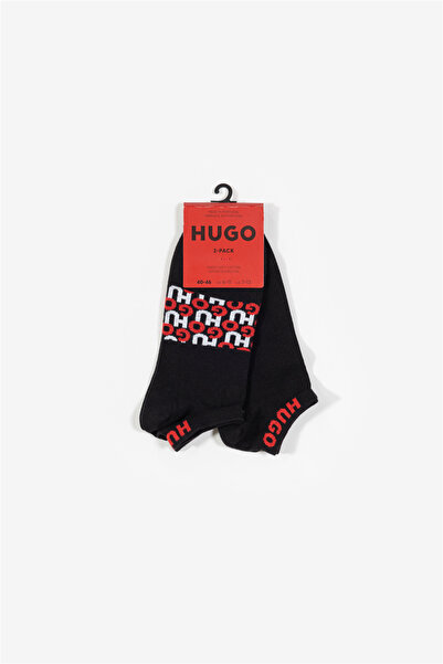 HUGO Logo Erkek 2li Çorap Siyah