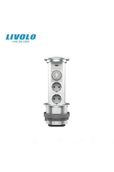 Livolo Αναδυόμενη ασημένια υποδοχή με USB, ασύρματο ηχείο και ηχείο Bluetooth