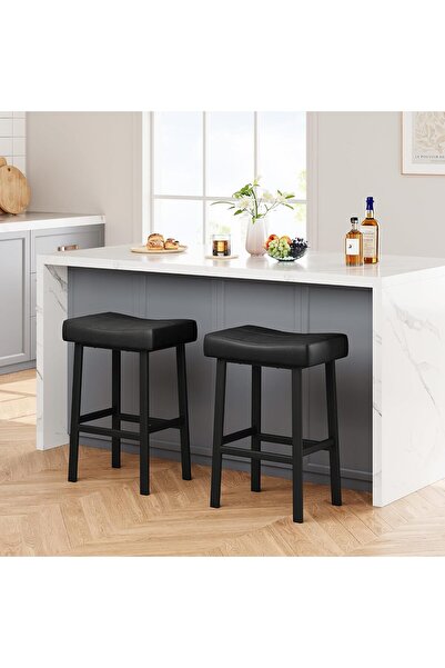 Garvee Modern Backless Saddle Bar Stools Set of 2, 29 Inch Counter Height