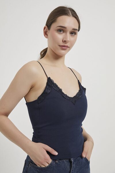 Arma Life Armalife 25601 Lace Detail Thin Strap Women's Tank with Breast Support