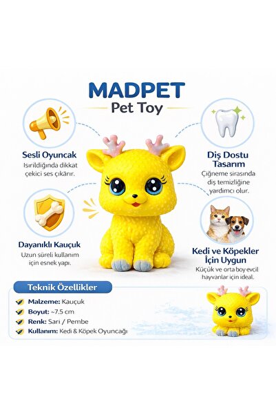 MadPet Sesli Kedi ve Köpek Oyuncağı Kediler ve Küçük Köpekler İçin Isırma Oyu...