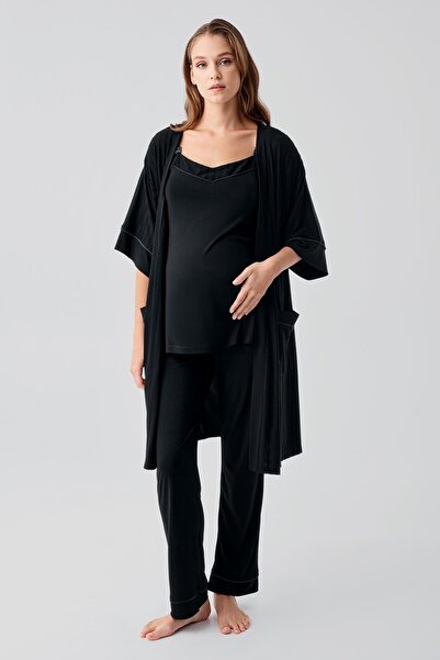 Artış Strappy Flexible Viscous Maternity Dressing Gown Pajama Set