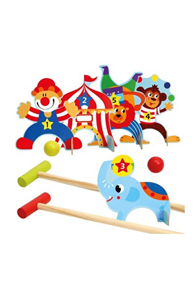 Bino Wooden croquet play set for children, Circus, 14 pieces