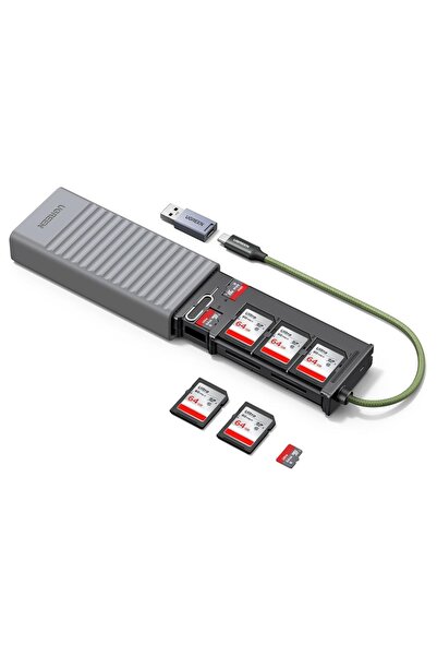 Ugreen Cititor de carduri USB/Type-C către 2x SD, card TF, 170MB/s - Gri