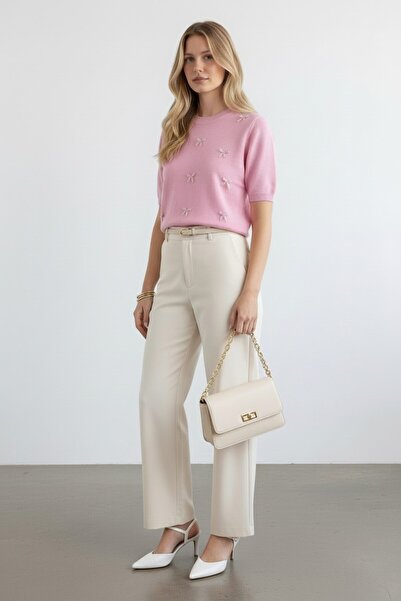 Altamira Women's Pink Ribbon Detail Knitwear Blouse