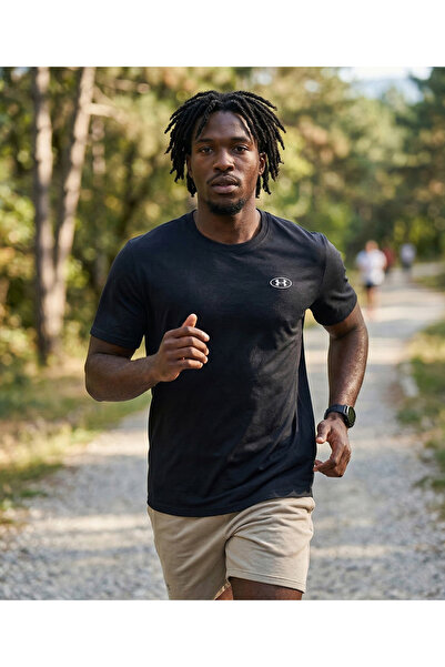 Under Armour تيشيرت رجالي يومي أسود من Ua Hw Lc Patch Ss