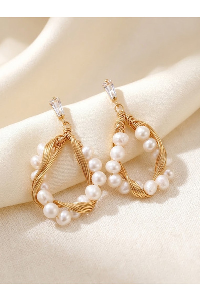 MAJOOD 18K Gold 925 Silver Natural Freshwater Pearl Handmade Earrings