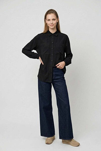 ALLDAY Black-Pat Detailed Pocketed Tunic