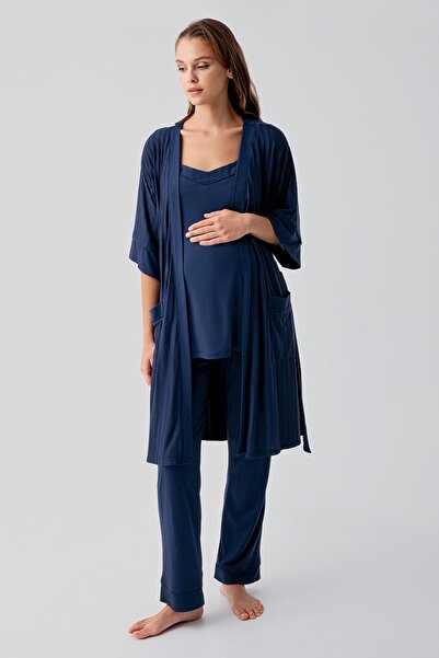 Artış Strappy Flexible Viscous Maternity Dressing Gown Pajama Set