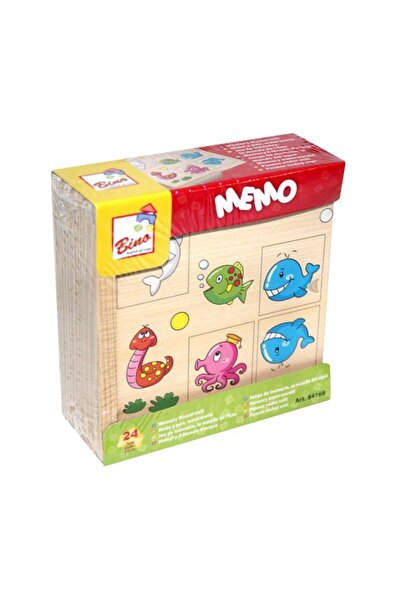 Bino Wooden Memo Game in a Box, Marine Animals, 24 Pieces