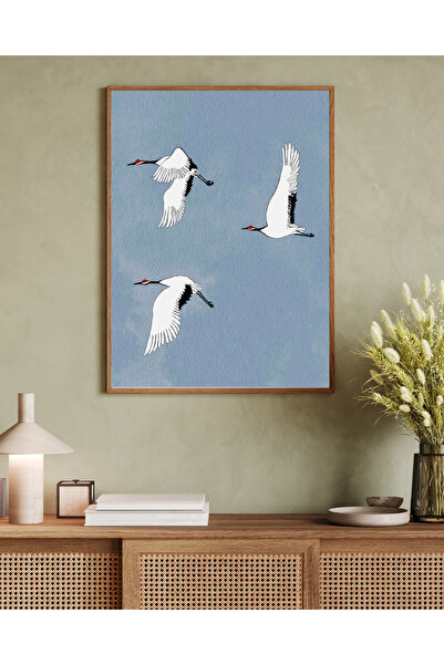 Tuba Decor Tablou într-o singură bucată cu ramă din lemn, serie de artă japandi