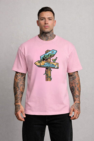 VODEXA Ανδρικό T-Shirt Oversize με στάμπα DIRECTION SIGN, 100% βαμβακερό, άνε...