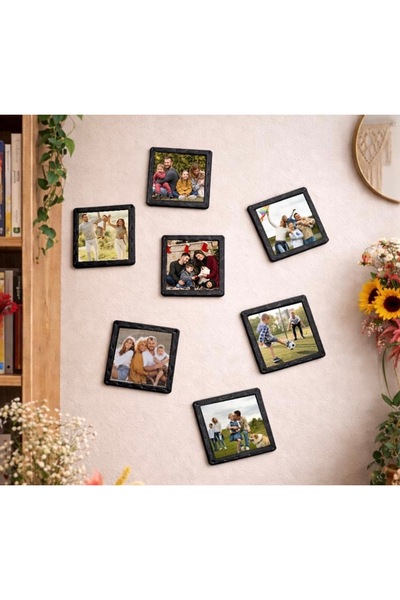 leylooks Siyah Kare çerçeveli mıknatıslı buzdolabı magneti