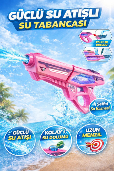 LRS STORE Elektirikli Su Tabancası Otomatik Atış Yapan Pilli Water Gun Oyunca...