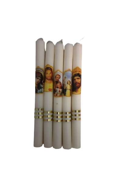 OEM Set of 5 Decorative Candles, Biblical Motifs, 29 cm