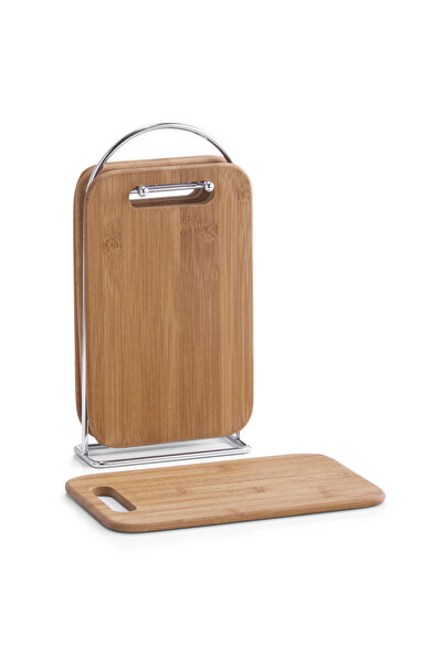 zeller Σετ 4 σανίδων κοπής με βάση, Μπαμπού/μέταλλο, 15x6,5x30, καφέ/ασημί