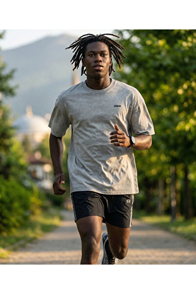 Under Armour Ua M Hw Os Logo Wash Ss Tricou casual pentru bărbați, gri