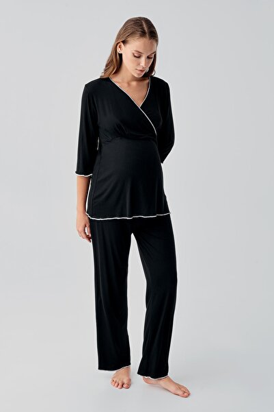 Artış Μακρυμάνικο ελαστικό ύφασμα Ελαστικό Βισκοζέ Μαλακό Σετ Πιτζάμες Εγκυμο...