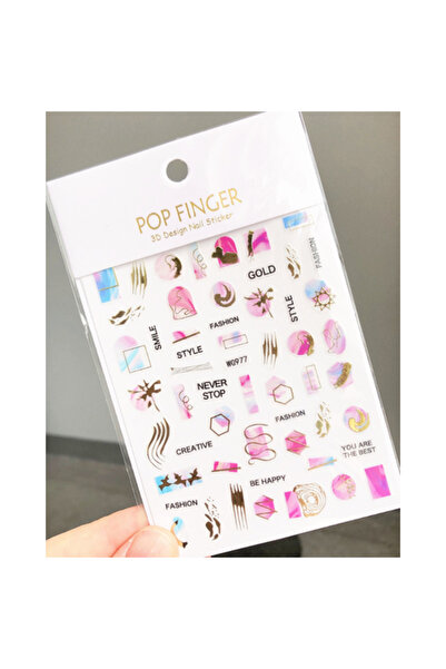 delis Стикери за нокти Marquise, STICKER119, Розово/Златно