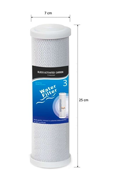 Aquaroo 5 micron Carbon Block Filter Cartridge (25 cm), Reverse Osmosis, Micr...