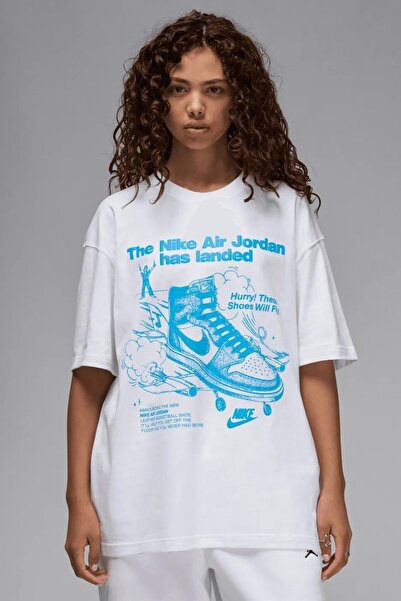 Nike Tricou cu mânecă scurtă supradimensionat, cu imprimeu grafic cu adidași ...