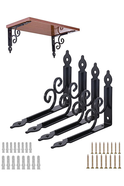 Lawazim حامل رف كبير مكون من 4 قطع - 24 × 19 سم - مع 44 مسمارًا للجدران الجاف...